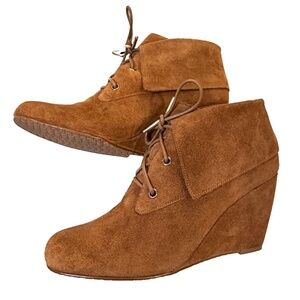Michael Kors Brown Suede Leather Women's Ankle Booties Wedge Lace Up; 7.5 M